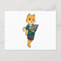 Katze als Sekretär für Laptop