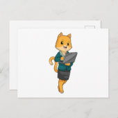 Katze als Sekretär für Laptop Postkarte (Vorne/Hinten)
