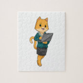 Katze als Sekretär für Laptop Puzzle (Vertikal)