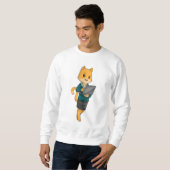 Katze als Sekretär für Laptop Sweatshirt (Vorne ganz)