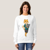Katze als Sekretär für Laptop Sweatshirt (Vorne ganz)