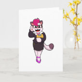 Katze als Sekretärin mit Notizblock Karte (Gelbe Blume)