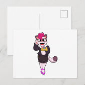 Katze als Sekretärin mit Notizblock Postkarte (Vorne/Hinten)