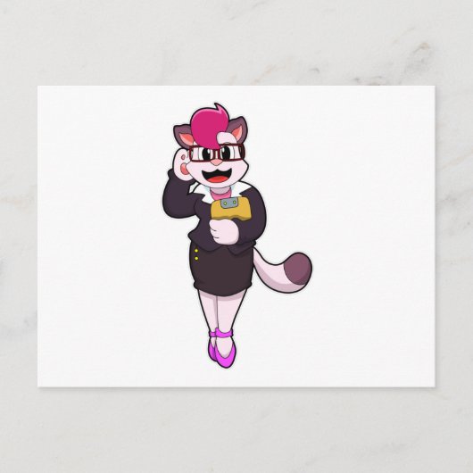 Katze als Sekretärin mit Notizblock Postkarte (Vorderseite)