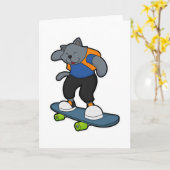 Katze als Skateboarder mit Skateboard Karte (Gelbe Blume)