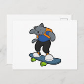 Katze als Skateboarder mit Skateboard Postkarte (Vorne/Hinten)