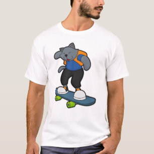 Katze als Skateboarder mit Skateboard T-Shirt