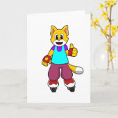 Katze als Skater mit Inline-Skaten Karte (Gelbe Blume)