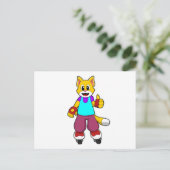 Katze als Skater mit Inline-Skates Postkarte (Stehend Vorderseite)
