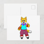 Katze als Skater mit Inline-Skates Postkarte (Vorne/Hinten)