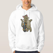 Katze als Skater mit Skateboard Hoodie (Vorderseite)
