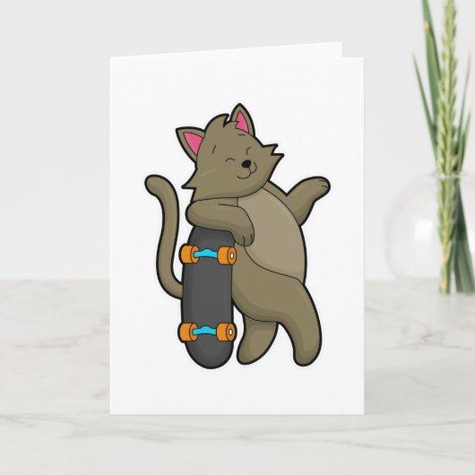 Katze als Skater mit Skateboard Karte (Vorderseite)