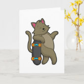 Katze als Skater mit Skateboard Karte (Gelbe Blume)