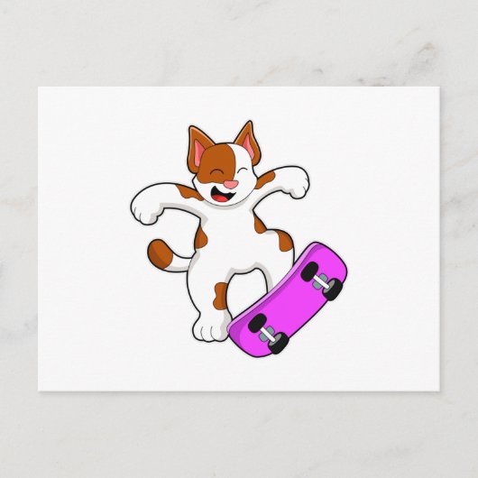 Katze als Skater mit Skateboard Postkarte (Vorderseite)