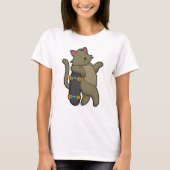 Katze als Skater mit Skateboard T-Shirt (Vorderseite)