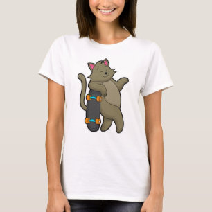 Katze als Skater mit Skateboard T-Shirt
