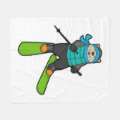 Katze als Skifahrer mit Ski Fleecedecke (Vorderseite (Horizontal))