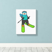 Katze als Skifahrer mit Ski Leinwanddruck (Insitu (Holzboden))