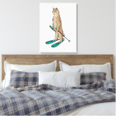 Katze als Skifahrer mit Ski- und Skistöcken Leinwanddruck (Insitu (Schlafzimmer))