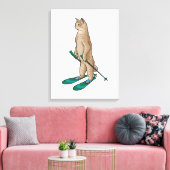 Katze als Skifahrer mit Ski- und Skistöcken Leinwanddruck (Insitu (Wohnzimmer))