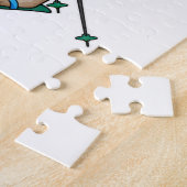 Katze als Skifahrer mit Ski- und Skistöcken Puzzle (Seite)