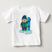 Katze als Snowboarder mit Snowboard Baby T-shirt (Vorderseite)