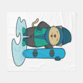 Katze als Snowboarder mit Snowboard Fleecedecke (Vorderseite (Horizontal))