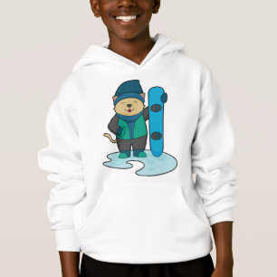 Katze als Snowboarder mit Snowboard Hoodie