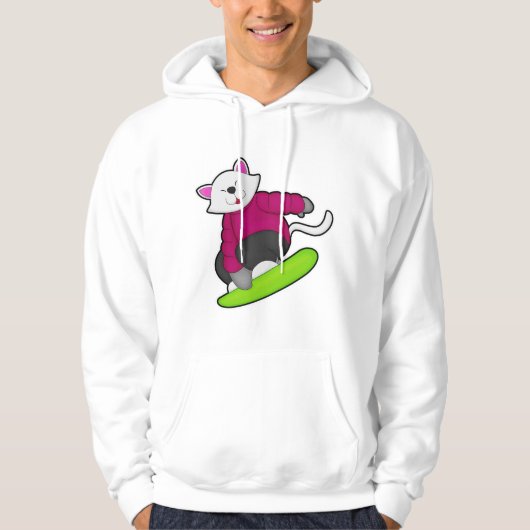 Katze als Snowboarder mit Snowboard Hoodie (Vorderseite)