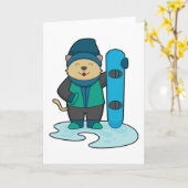 Katze als Snowboarder mit Snowboard Karte (Gelbe Blume)
