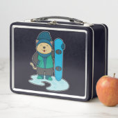 Katze als Snowboarder mit Snowboard Metall Brotdose (Beispiel)