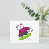 Katze als Snowboarder mit Snowboard Postkarte (Stehend Vorderseite)