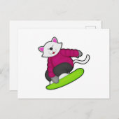 Katze als Snowboarder mit Snowboard Postkarte (Vorne/Hinten)
