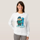 Katze als Snowboarder mit Snowboard T-Shirt (Vorne ganz)
