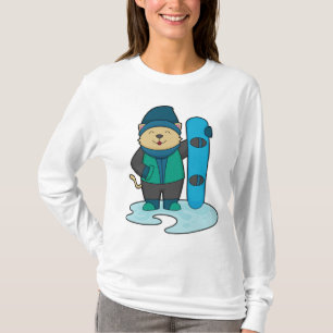 Katze als Snowboarder mit Snowboard T-Shirt