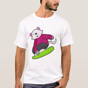 Katze als Snowboarder mit Snowboard T-Shirt