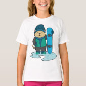 Katze als Snowboarder mit Snowboard T-Shirt (Vorderseite)