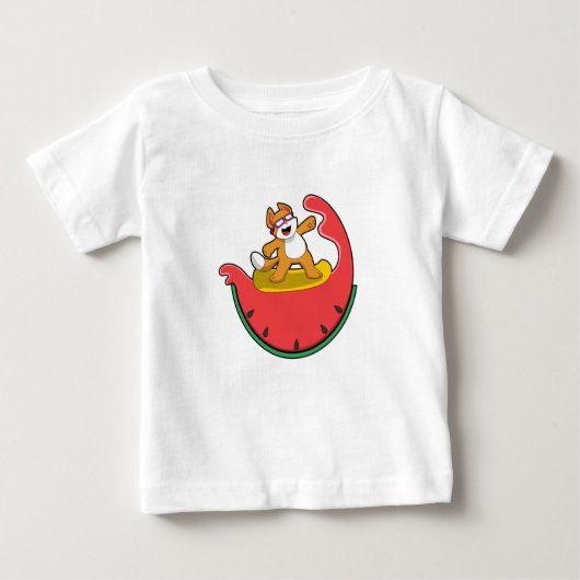 Katze als Surfer mit Watermelon Baby T-shirt (Vorderseite)