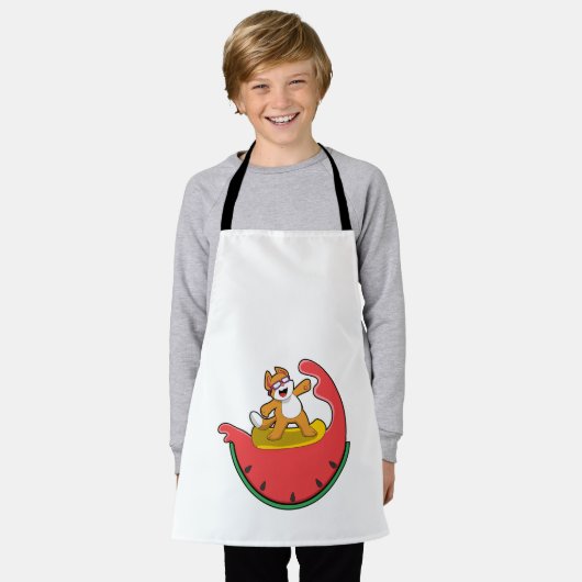 Katze als Surfer mit Watermelon Schürze (Getragen)