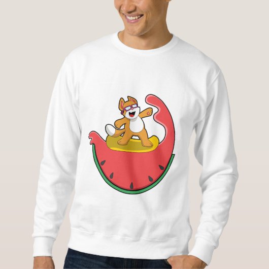 Katze als Surfer mit Watermelon Sweatshirt (Vorderseite)