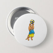Katze als Volleyballspieler mit Volleyball Button (Vorne & Hinten)