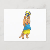 Katze als Volleyballspieler mit Volleyball