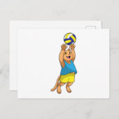 Katze als Volleyballspieler mit Volleyball Postkarte (Vorne/Hinten)