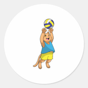 Katze als Volleyballspieler mit Volleyball Runder Aufkleber