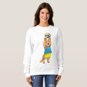 Katze als Volleyballspieler mit Volleyball Sweatshirt (Vorne ganz)