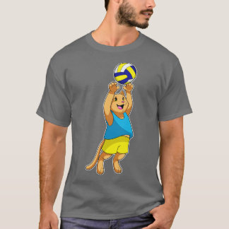 Katze als Volleyballspieler mit Volleyball T-Shirt