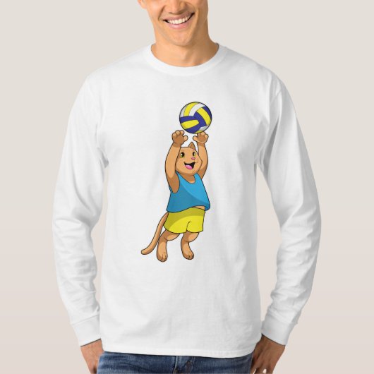 Katze als Volleyballspieler mit Volleyball T-Shirt (Vorderseite)