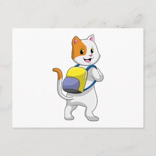 Katze als Wanderer mit Rucksack Postkarte (Vorderseite)