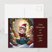 Katze als Weihnachtsmann verkleidet Postkarte (Vorne/Hinten)
