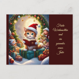 Katze als Weihnachtsmann verkleidet Postkarte